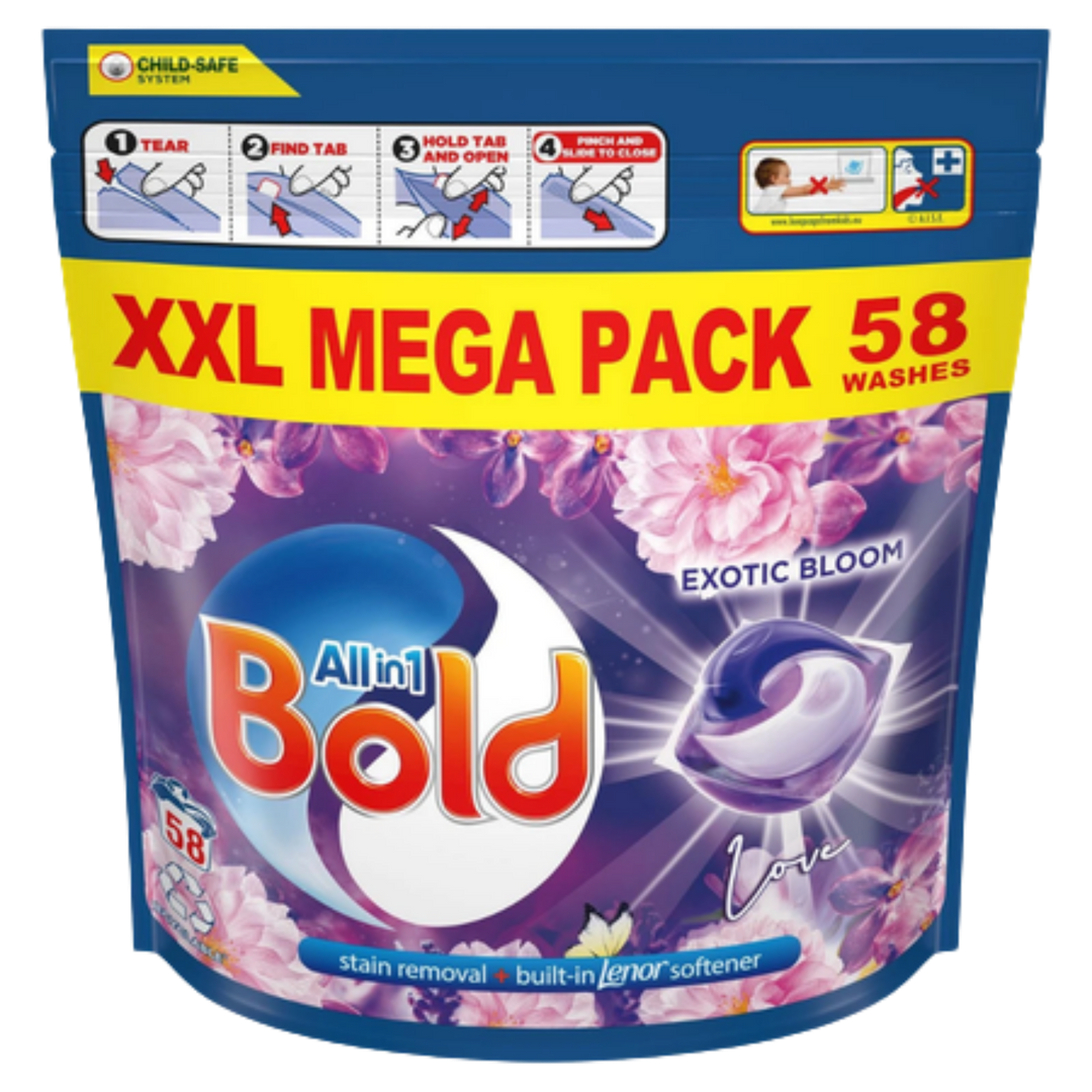 Bold All In 1 Exotic Bloom Vaskekapsler - 58 stk
