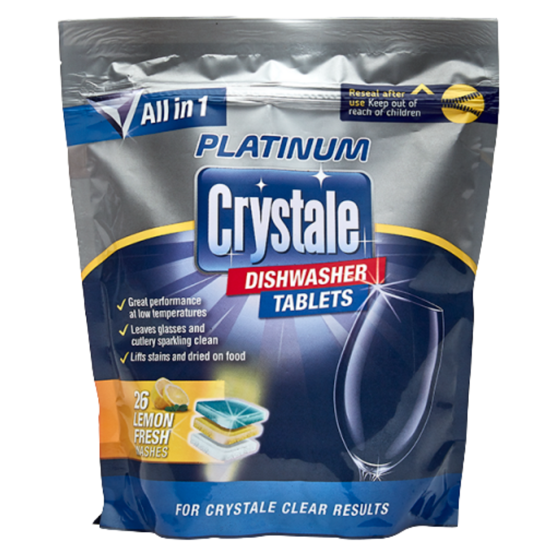 Crystale Platinum All-in-1 Lemon Fresh Opvasketabs – 26 stk