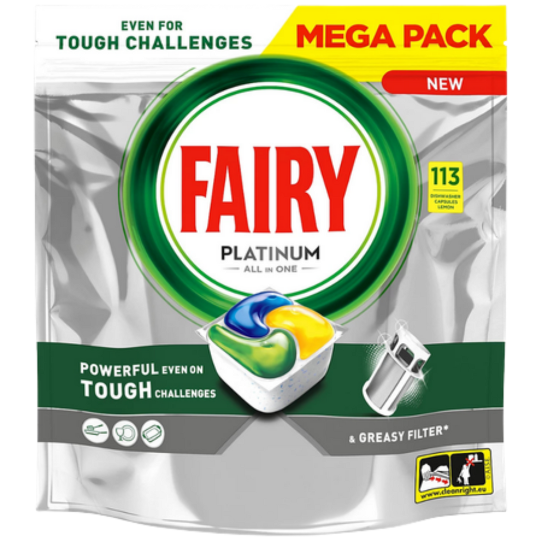 Fairy Lemon All-in-One Opvasketabs til Glas & Service – 113 stk