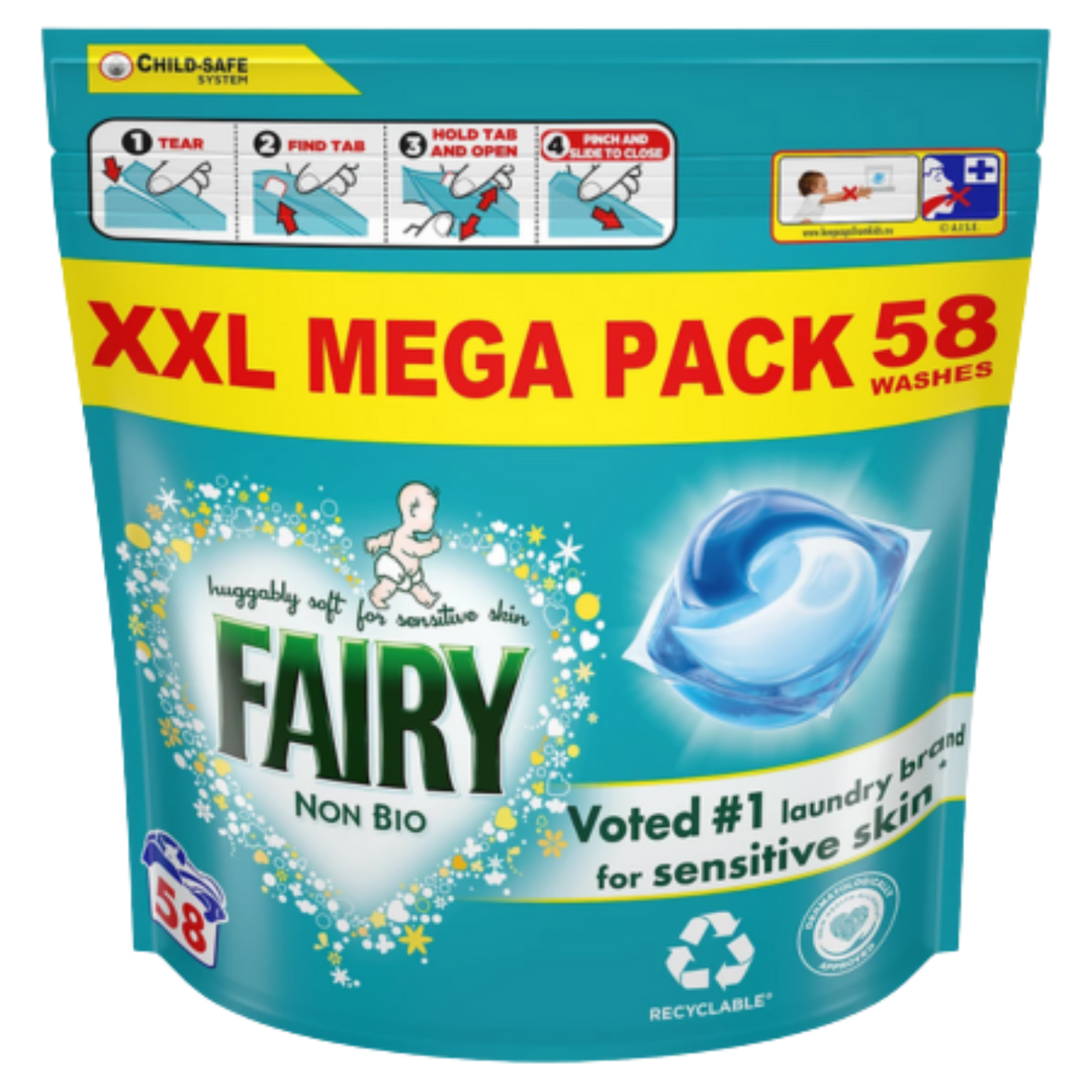 Fairy Non Bio Sensitive Skin Laundry Pods – 58 stk